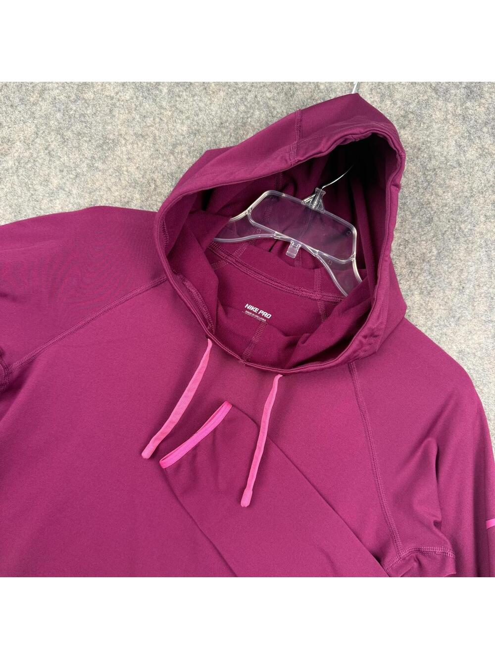 Nike Pro Women’s Lightweight Running Workout Hoodie Garnet Burgundy Pink Medium